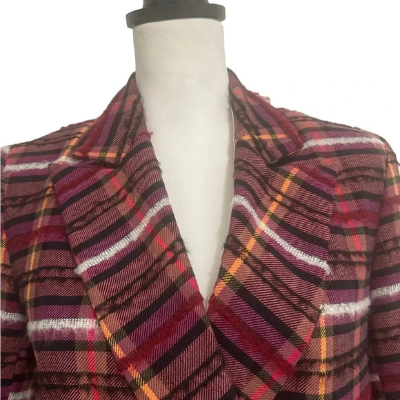 Topshop Madras Plaid Fringe Blazer Jacket. Size  2 - Picture 4 of 8